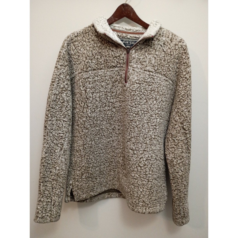 True Grit Frosty Tipped Pile 1/4 Zip Fleece Pullover Brown White XS 51M65FTP